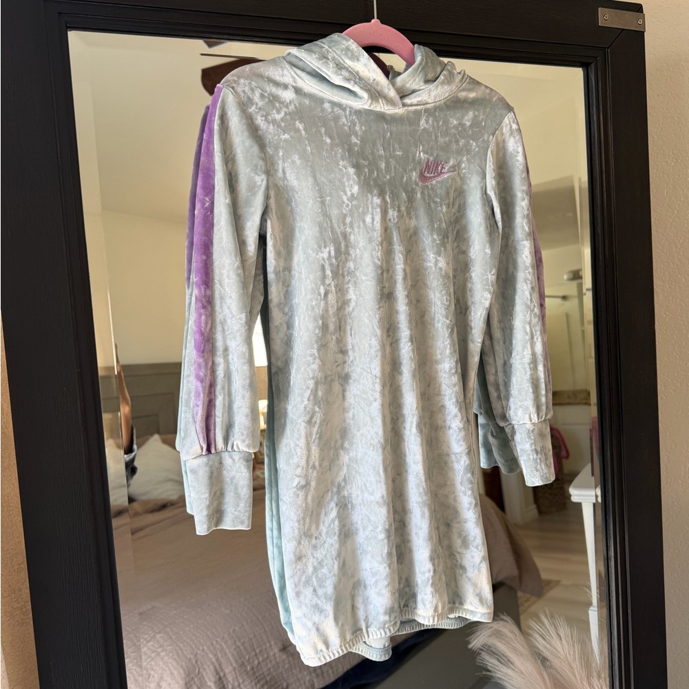 Nike Metallic Silver and Lavender Hoodie Dress